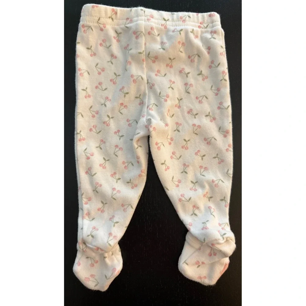 Carter's‎ Newborn Footed Fruit Pajama PJ Pants Baby White/Pink Infant Sleepwear
